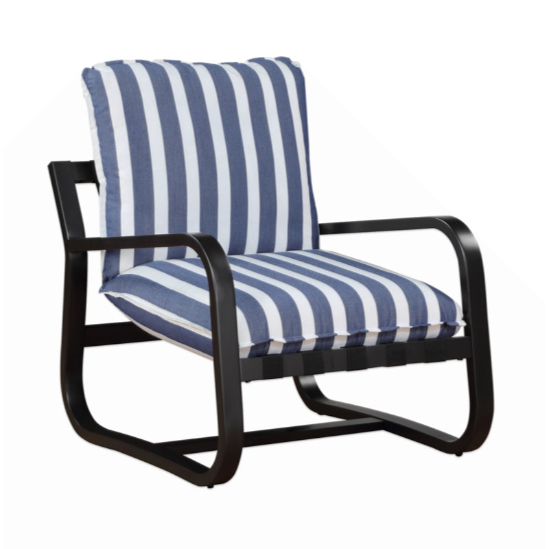Asa Outdoor Sling Chair Upholstered In And Stripe Fabric